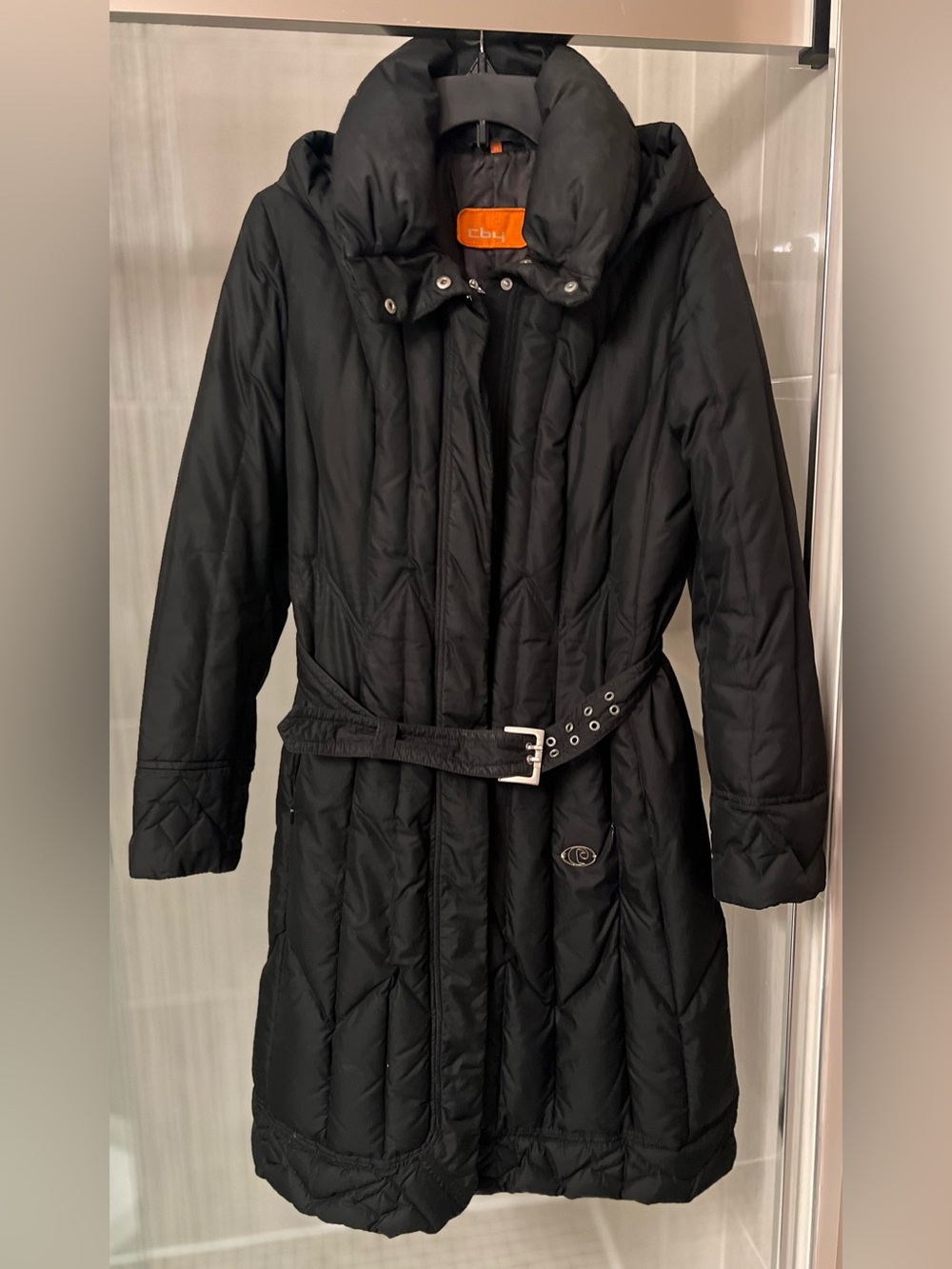 CBY Cividini Pure Goose Down Belted Long Puffer Coat Black IT 42 / US 6